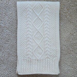 Brooks Brothers {{{THICK}}} Merino Wool Cable Knit Ivory Scarf